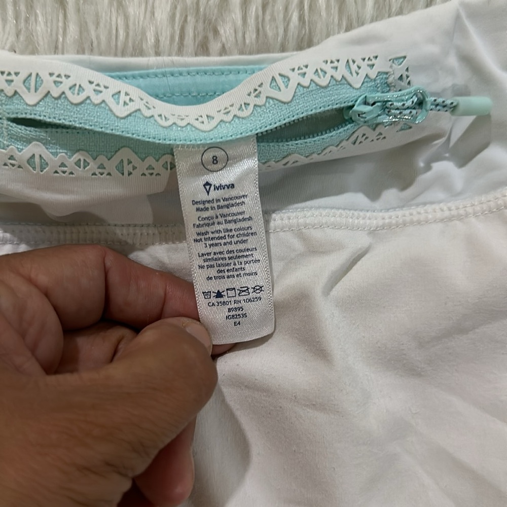 Ivivva white lace pattern skort athletic skirt size 8 - Picture 6 of 6